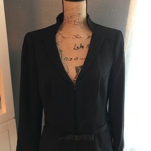 WHBM Black Blazer with grosgrain ribbon belt sz 12